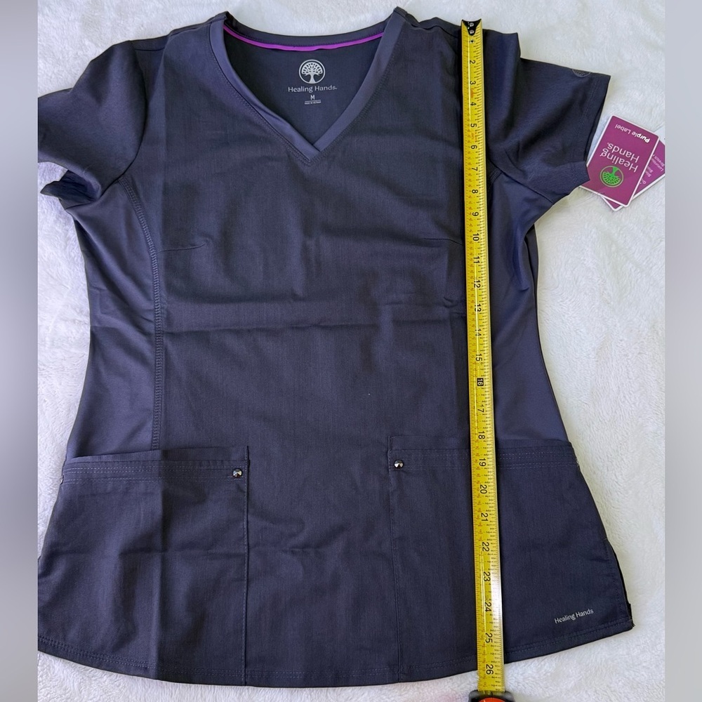 Healing Hands Women's Pewter Grey V-Neck Top - Picture 9 of 9